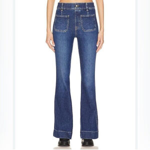 spanx patch pocket flare jeans authentic blue size small nwt